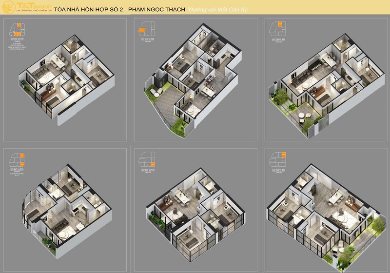 Thiết kế căn hộ 1 dự án chung cư T&T số 2 Phạm Ngọc Thạch