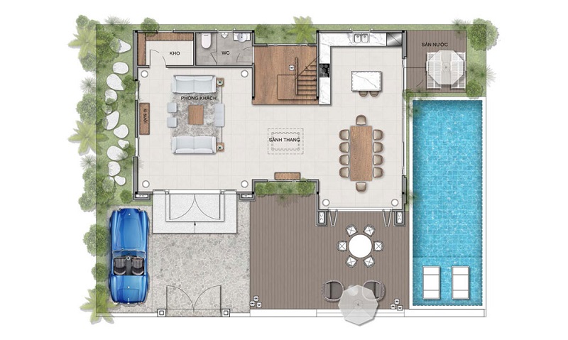 Thiết kế tầng 1 biệt thự Garden Villa dự án Thanh Lanh Valley Golf & Resort Tam Đảo