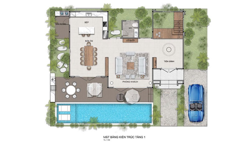 Thiết kế tầng 1 biệt thự Moutain Villa dự án Thanh Lanh Valley Golf & Resort Tam Đảo