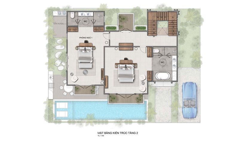 Thiết kế tầng 2 biệt thự Moutain Villa dự án Thanh Lanh Valley Golf & Resort Tam Đảo