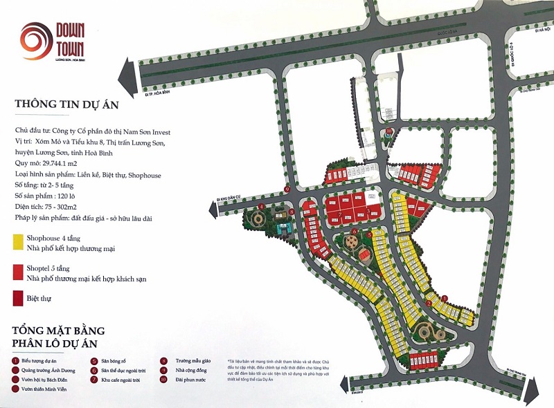 Mặt bằng dự án Down Town Lương Sơn - Hòa Bình