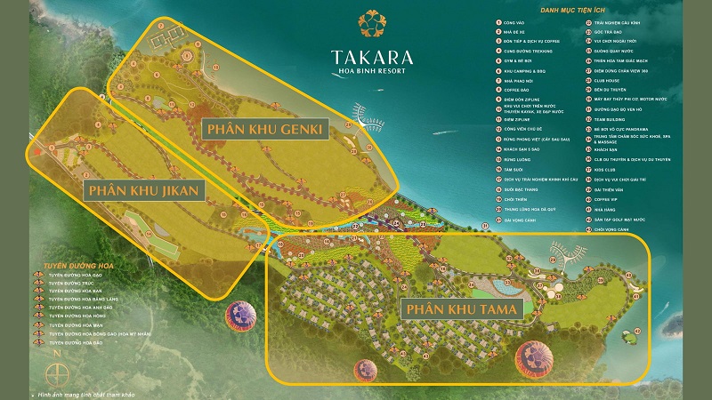 Mặt bằng phân khu dự án Takara Hoà Bình Resort Hiền Lương - Đà Bắc