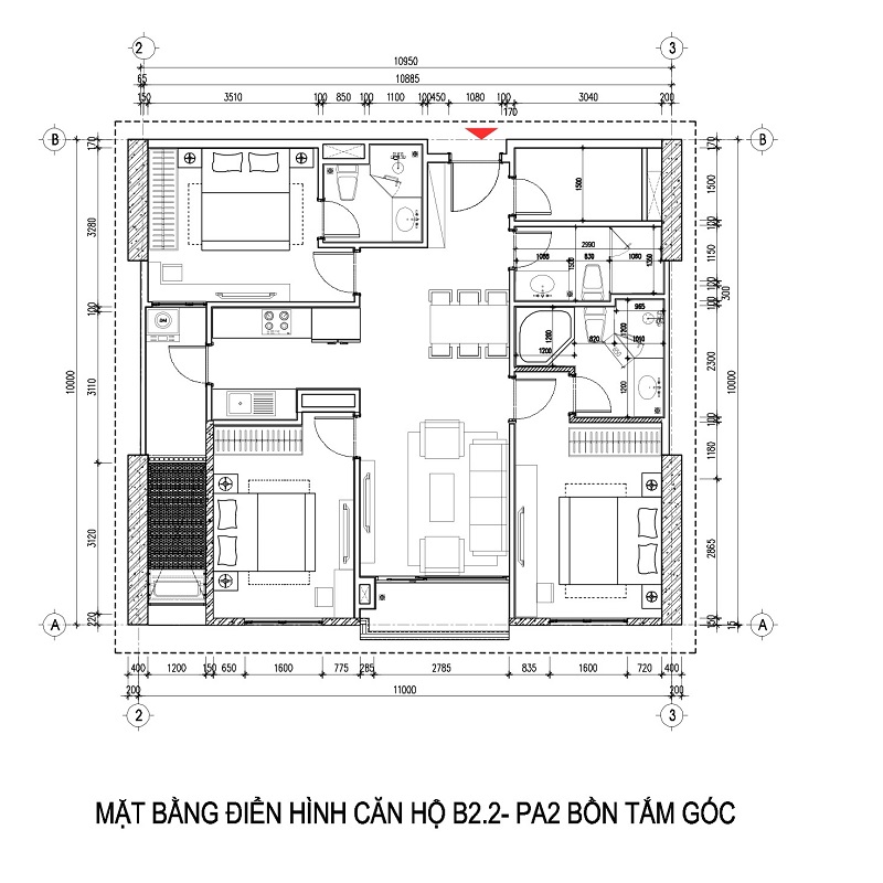 Thiết kế căn hộ B2-2 dự án Viha Complex 107 Nguyễn Tuân