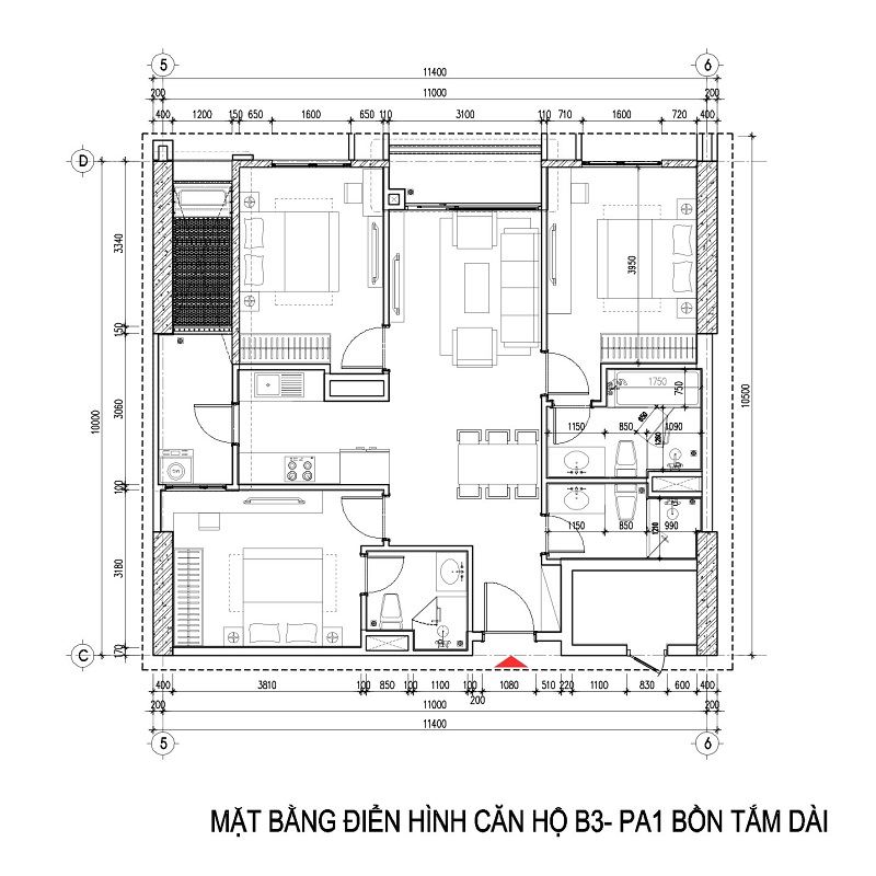 Thiết kế căn hộ B3-1 dự án Viha Complex 107 Nguyễn Tuân