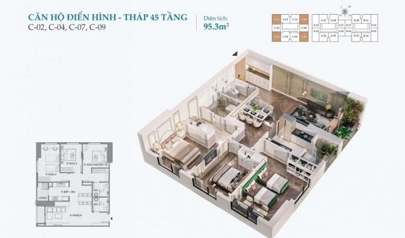Thiết kế căn hộ 2 dự án Grand Sunlake Văn Quán - Hà Đông