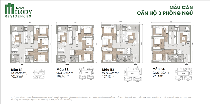 Thiết kế căn hộ 3N (1) dự án Hà Nội Melody Residences Hưng Thịnh - Linh Đàm