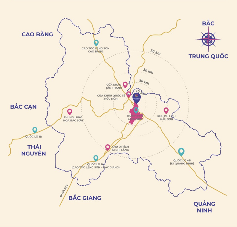 Vị trí dự án Mailand Hoàng Đồng - Lạng Sơn