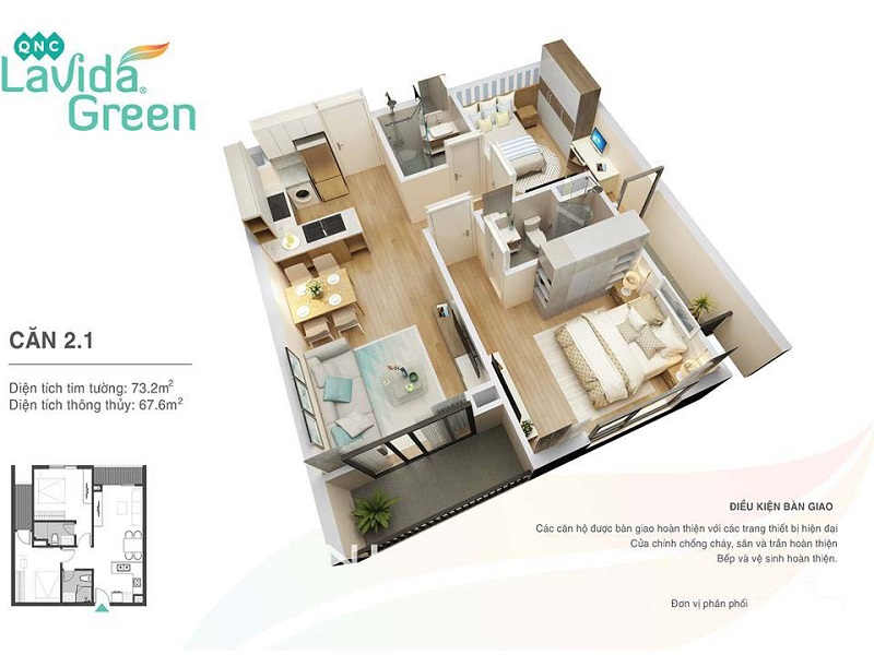 Thiết kế căn hộ 1 dự án Lavida Green Phố Nối - Hưng Yên