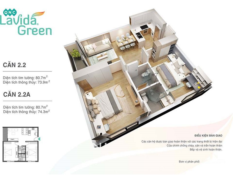 Thiết kế căn hộ 2 dự án Lavida Green Phố Nối - Hưng Yên