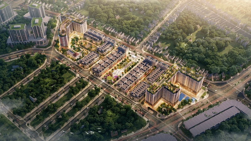 Phối cảnh tổng thể dự án chung cư noxh Green Tower Đại Mỗ - Lê Quang Đạo