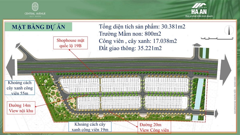 Quy hoạch dự án Central Avenue Quy Nhơn - Hà An Group