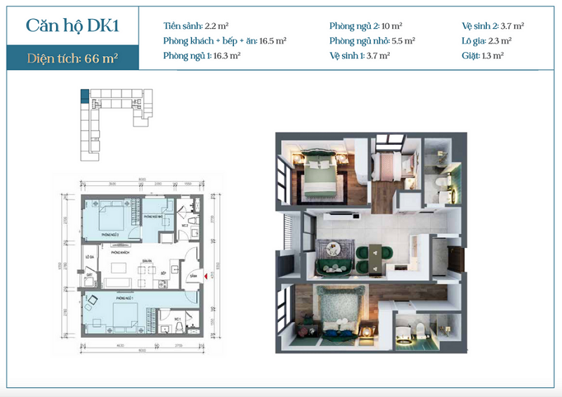 Thiết kế căn hộ DK1 Sentosa Sky Park Hải Phòng