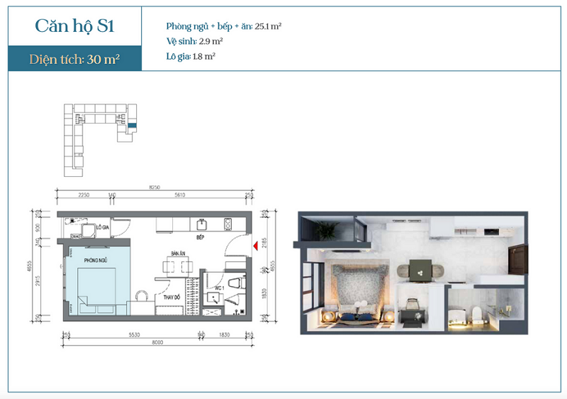 Thiết kế căn hộ S1 Sentosa Sky Park Hải Phòng