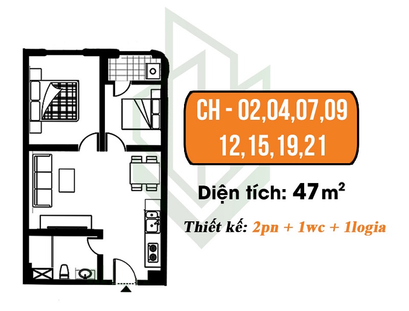 Thiết kế căn hộ 47m2 chung cư CT3 Nghĩa Đô - Hoàng Quốc Việt