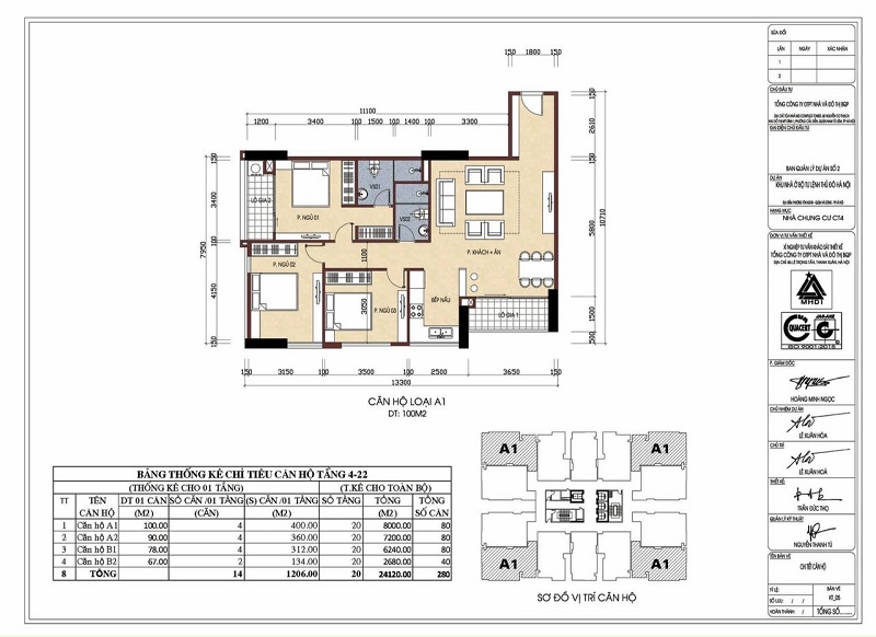 Thiết kế căn hộ 100m2 chung cư CT4 Yên Nghĩa - Bộ Quốc Phòng