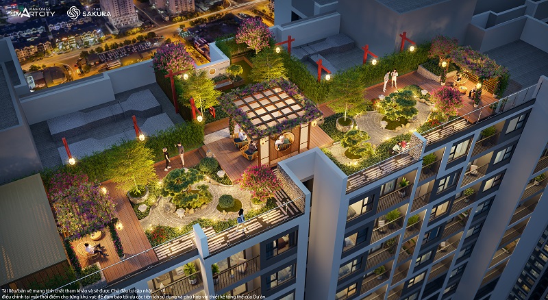 Tiện ích vườn trên mái 4 tòa SA5 The Sakura Vinhomes Smart City