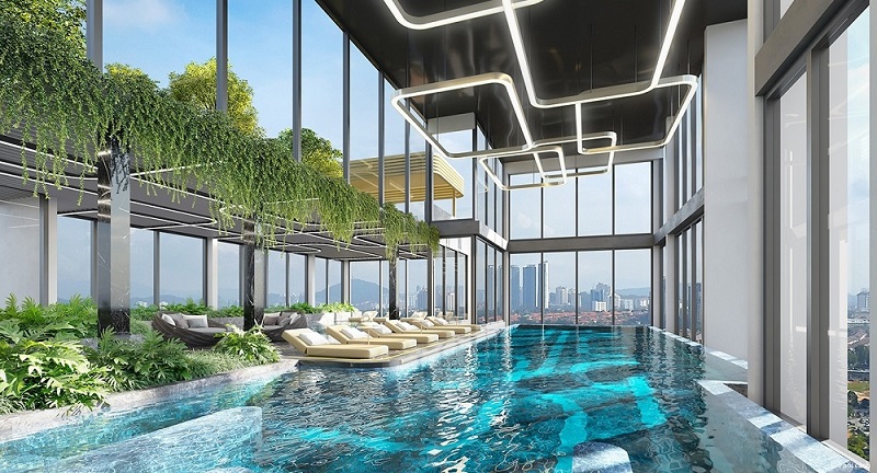 Bể bơi tầng mái tòa West A - West B Masteri West Heights Vinhomes Smart City