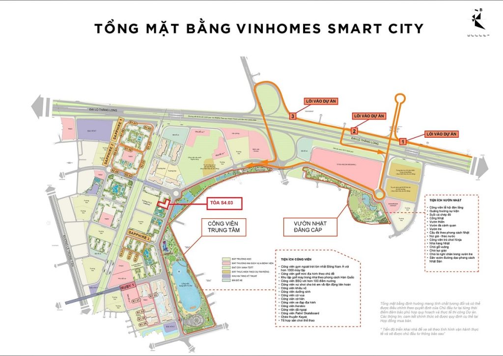 Vị trí tòa S4.03 trong đại đô thị Vinhomes Smart City
