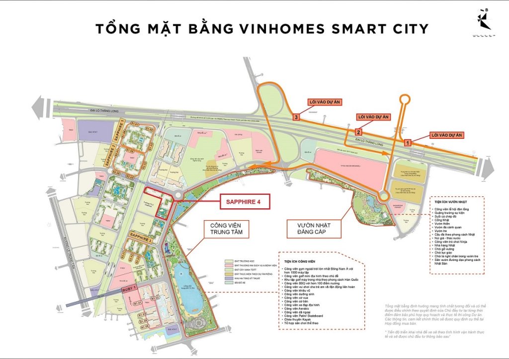 Vị trí trung tâm Sapphire 4 (Park Ville) Vinhomes Smart City