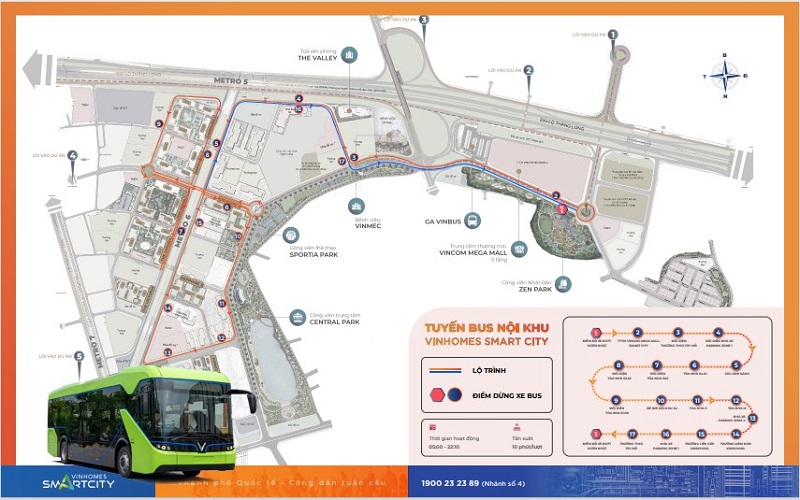 Lộ trình mới tuyến Vinbus nội khu Vinhomes Smart City