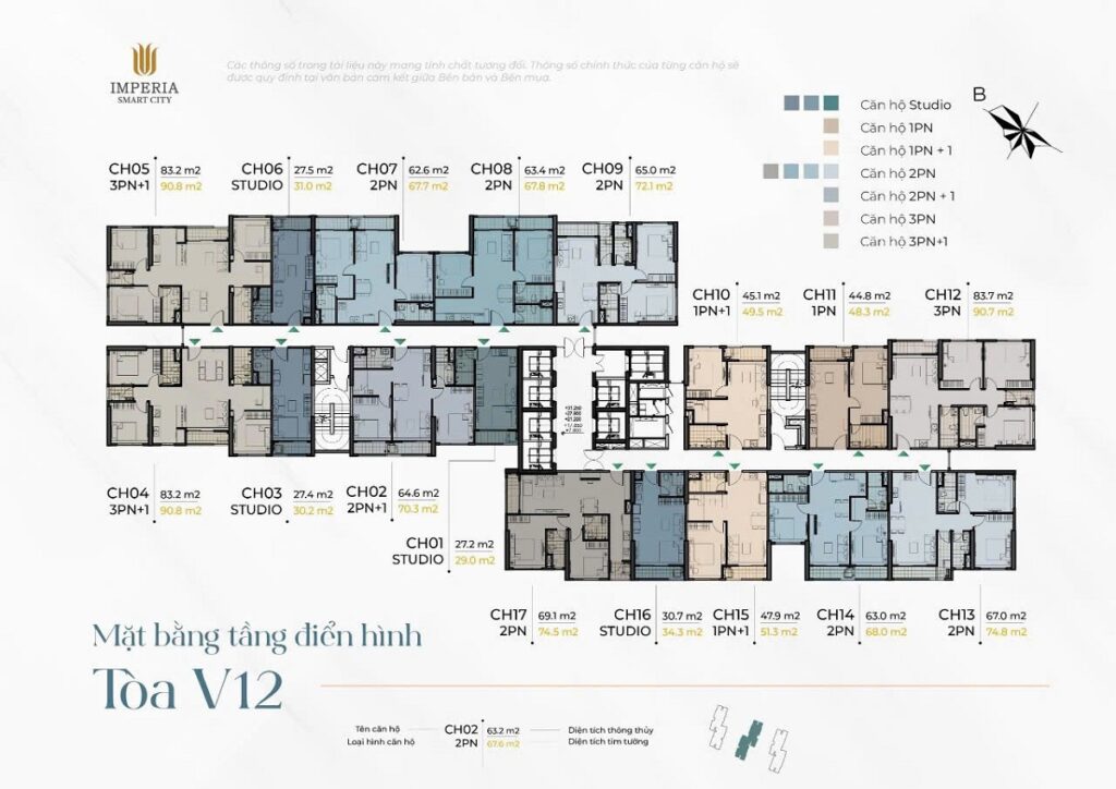 Mặt bằng tòa V12 The Victoria Smart City