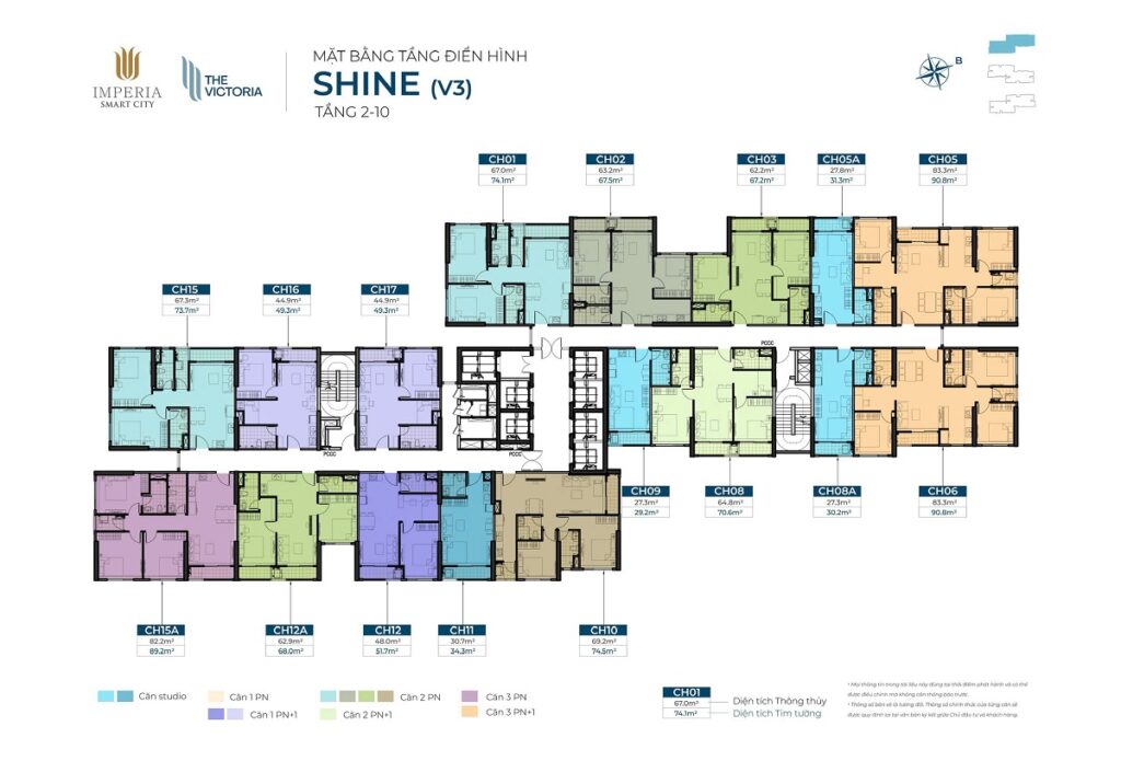 Mặt bằng toà V3 The Victoria Vinhomes Smart City
