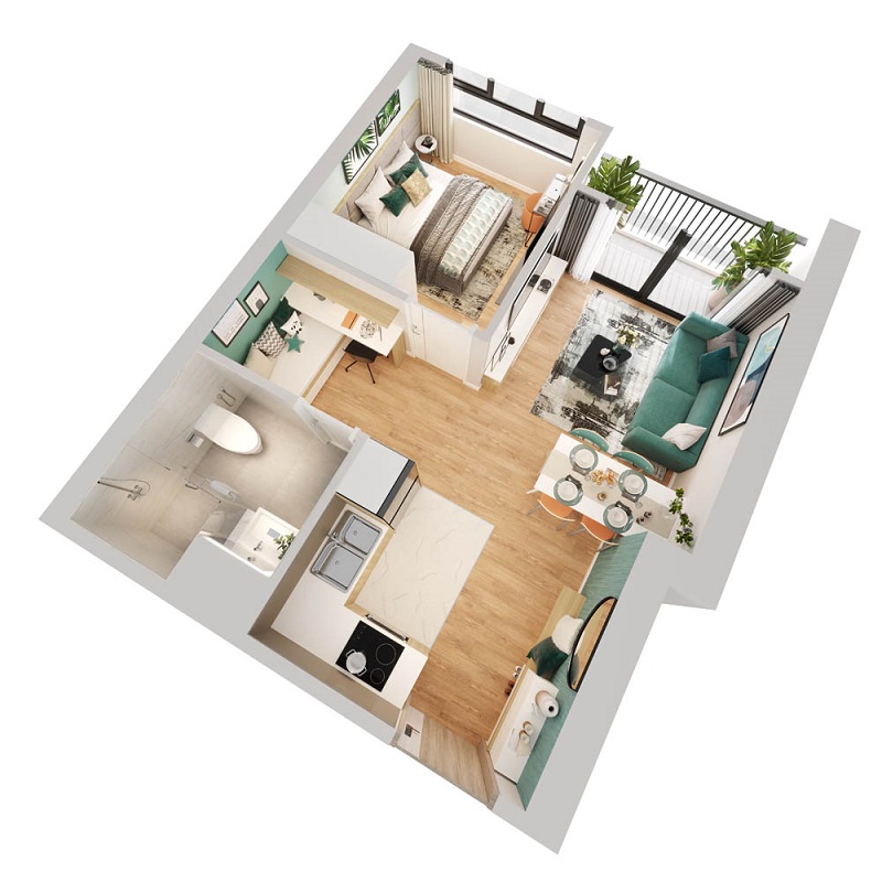 Mẫu thiết kế căn hộ 1PN Vinhomes Smart City