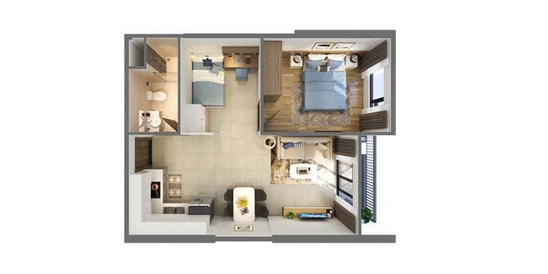 Thiết kế căn 1 phòng ngủ Sapphire 1-2-3 Vinhomes Smart City
