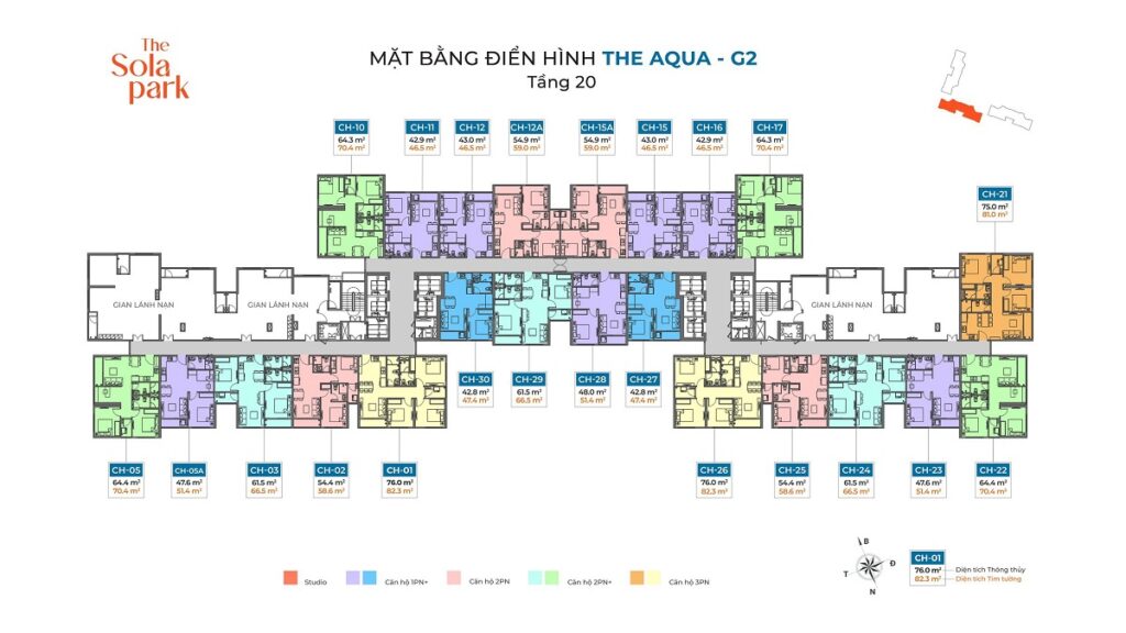 Mặt bằng tầng 20 tòa G2 Imperia Smart City - The Sola Park