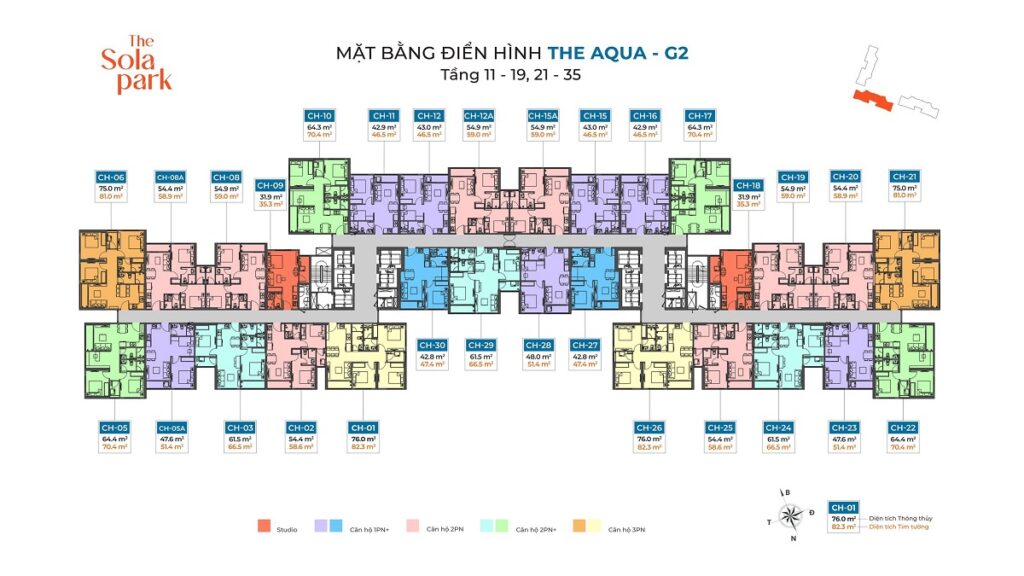 Mặt bằng tầng điển hình tòa G2 Imperia Smart City - The Sola Park