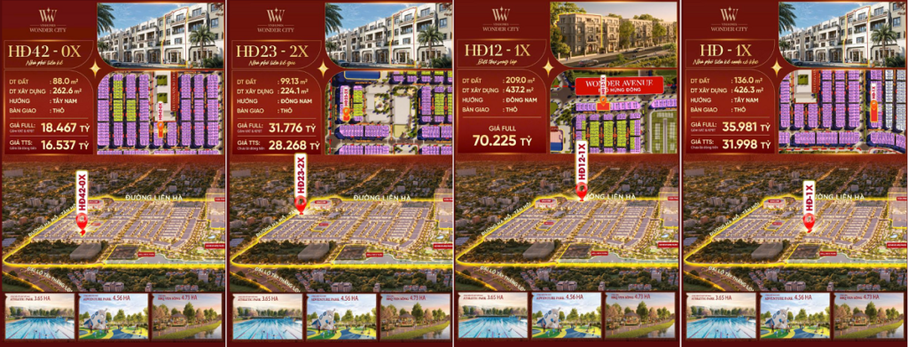 Bảng giá phân khu Hừng Đông Vinhomes Wonder City - Đan Phượng
