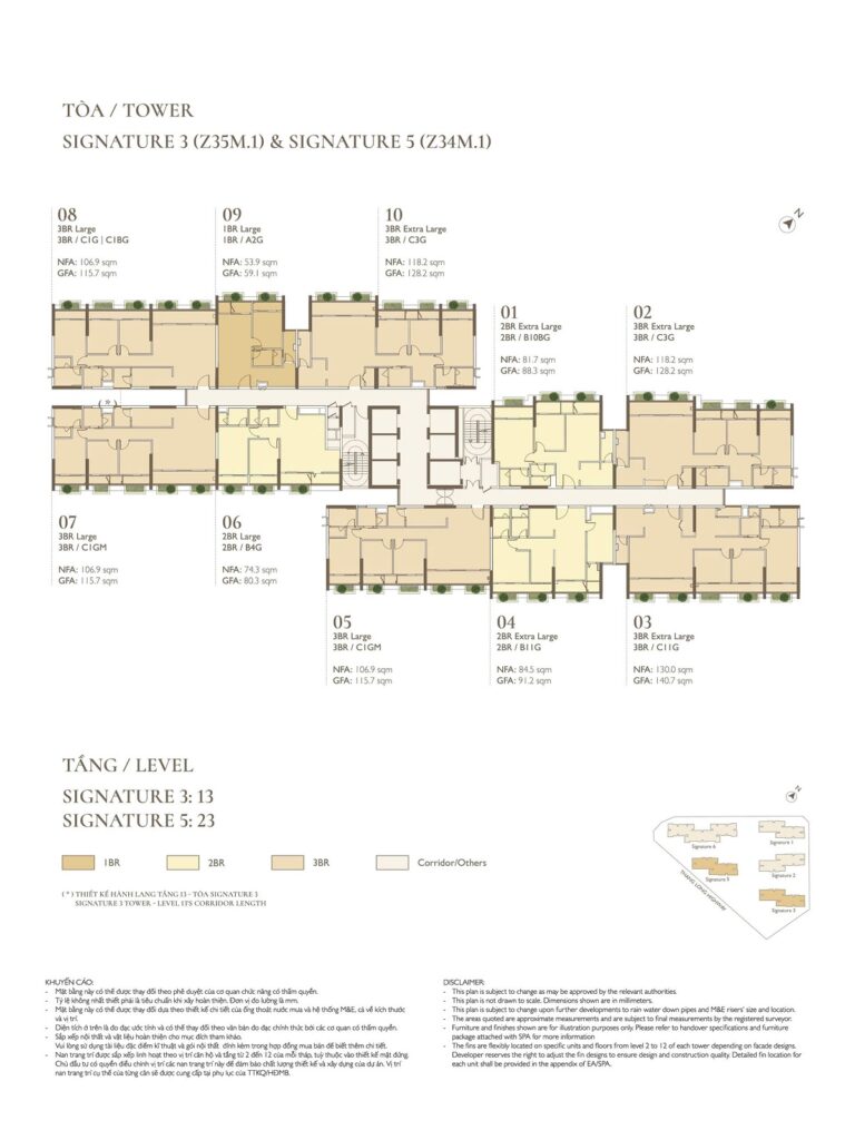 Mặt bằng tầng 13 toà S3 Lumi Signature