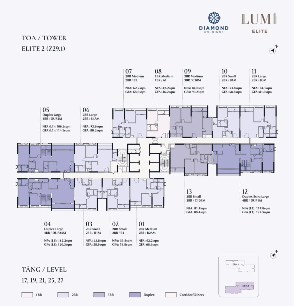 Mặt bằng tầng điển hình toà E2 Lumi Elite giai đoạn 3