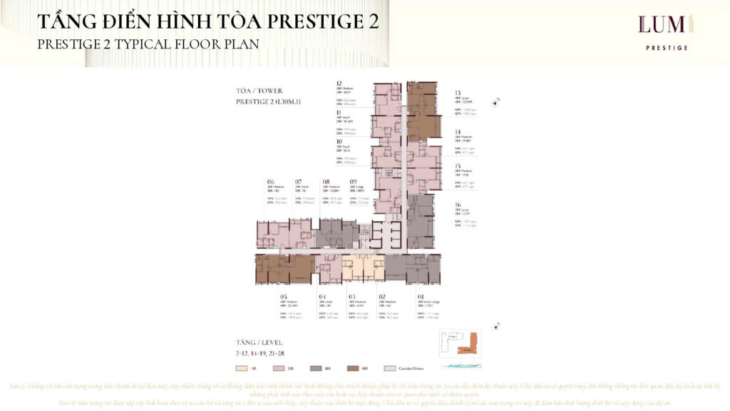 Mặt bằng tầng điển hình toà P1 Lumi Prestige giai đoạn 2