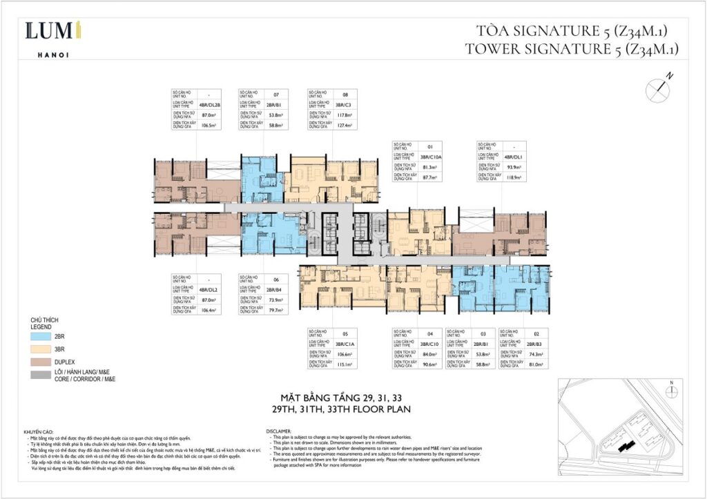 Mặt bằng toà S5 Lumi Signature Hanoi Capitaland