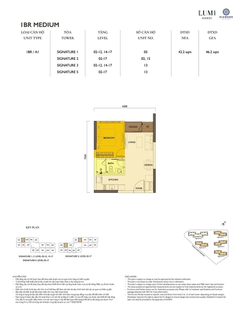 Thiết kế căn hộ 1 Phòng Ngủ Lumi Signature