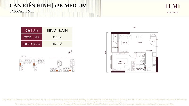 Thiết kế căn hộ 1 phòng ngủ Lumi Prestige Capitaland