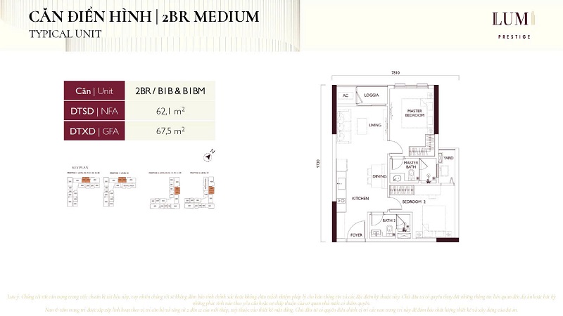 Thiết kế căn hộ 2 phòng ngủ MEDIUM Lumi Prestige Capitaland