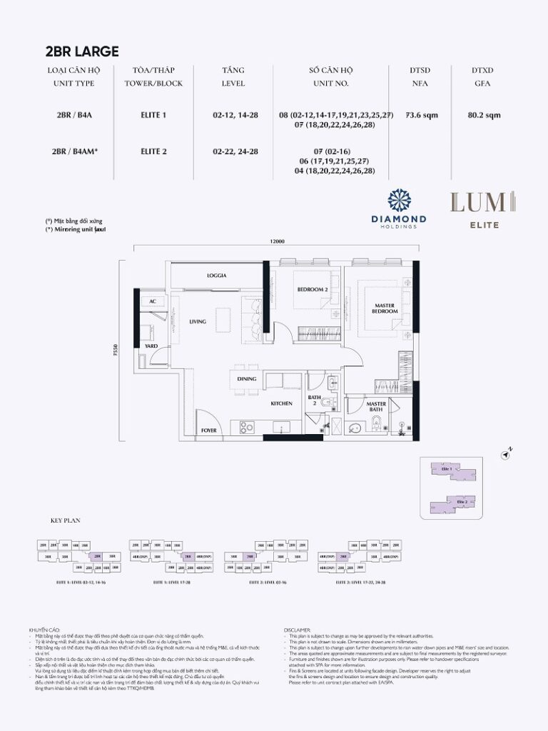 Thiết kế căn 2 ngủ LARGE Lumi Elite Capitaland