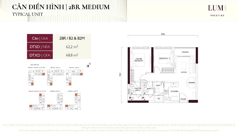 Thiết kế căn hộ 2 phòng ngủ MEDIUM Lumi Prestige Capitaland