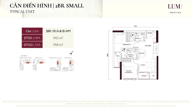 Thiết kế căn hộ 2 phòng ngủ SMALL Lumi Prestige Capitaland