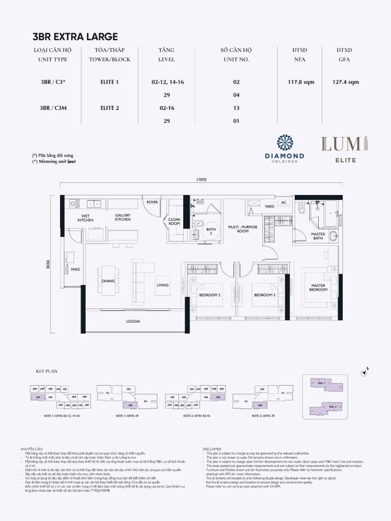 Thiết kế căn 3 ngủ EXTRA LARGE Lumi Elite Capitaland