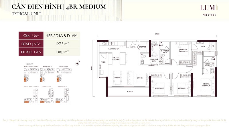 Thiết kế căn hộ 4 phòng ngủ MEDIUM Lumi Prestige Capitaland