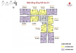 Mặt bằng tòa S1 Seasons Avenue Mỗ Lao - Hà Đông
