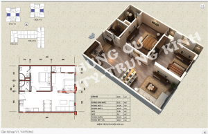 Thiết kế chi tiết căn hộ 69,8 m2 tòa V1 - V4 dự án Home City 177 Trung Kính