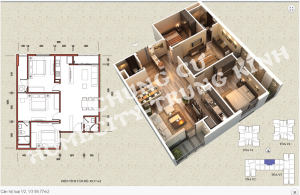Thiết kế chi tiết căn hộ 89,77 m2 tòa V2 - V3 dự án Home City 177 Trung Kính