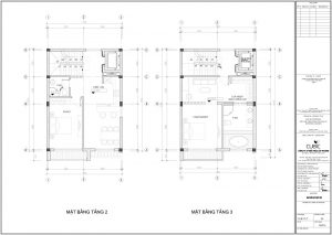 Thiết kế tầng 2+3 mẫu 1 liền kề Riverside Garden 349 Vũ Tông Phan