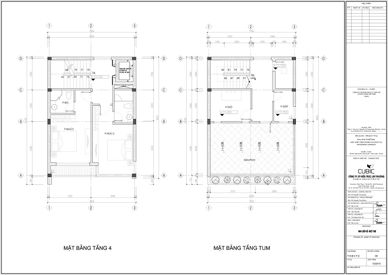 Thiết kế tầng 3+4 mẫu 1 liền kề Riverside Garden 349 Vũ Tông Phan
