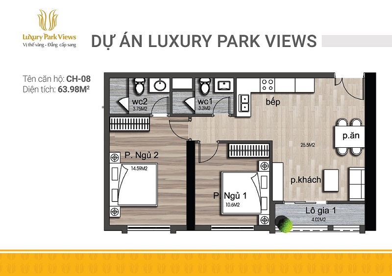 Thiết kế căn 08 chung cư Luxury Park View Cầu Giấy