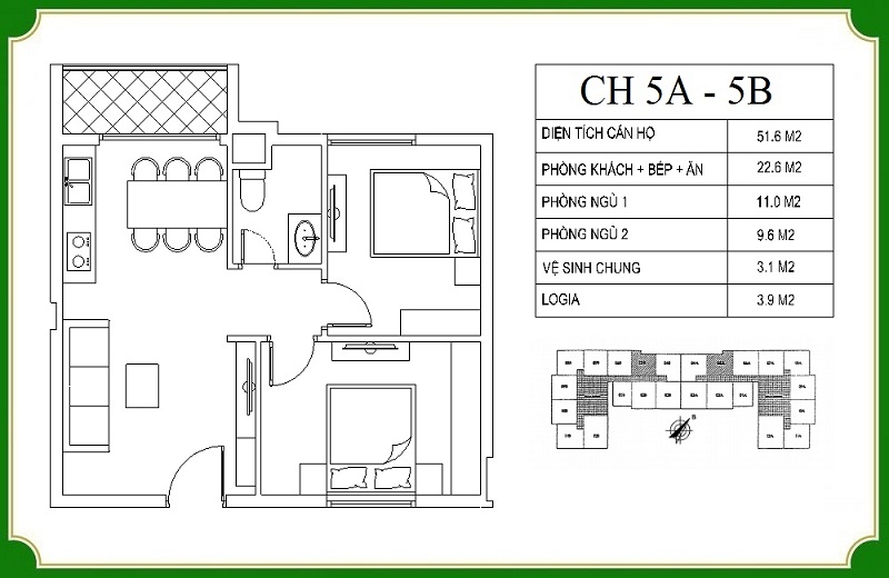 Thiết kế căn hộ 5A-5B chung cư NHS Phương Canh Residence